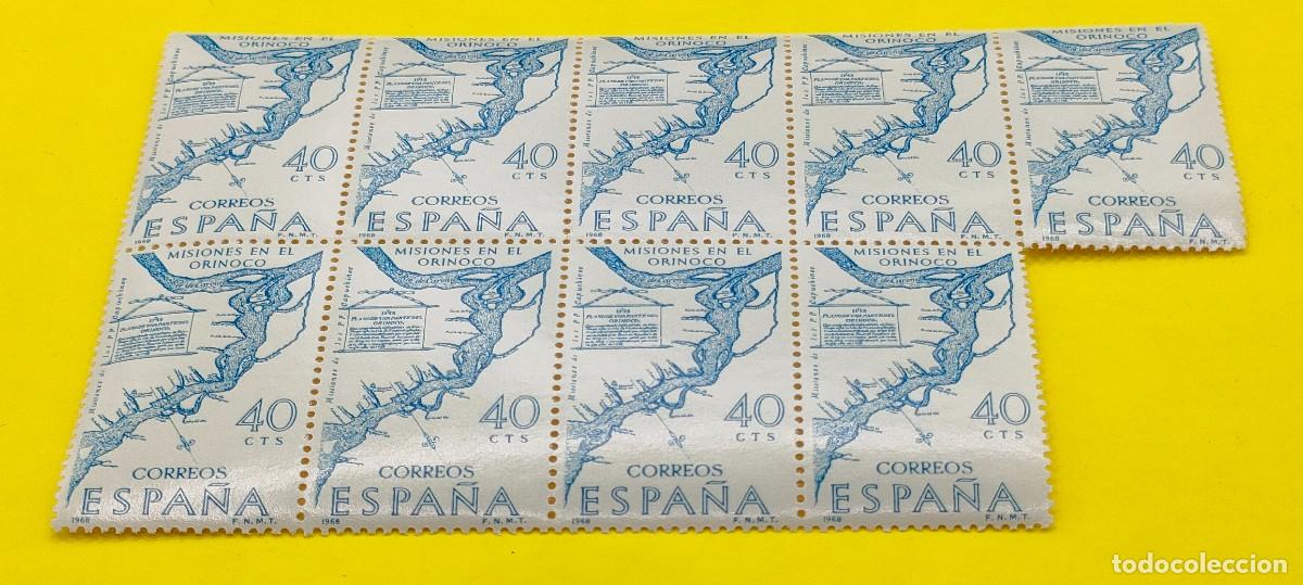 Sellos: Espa&ntilde;a 1968. Edifil 1889. Forjadores de Am&eacute;rica. Plano misiones del Orinoco. Nuevos. Bloque de 9