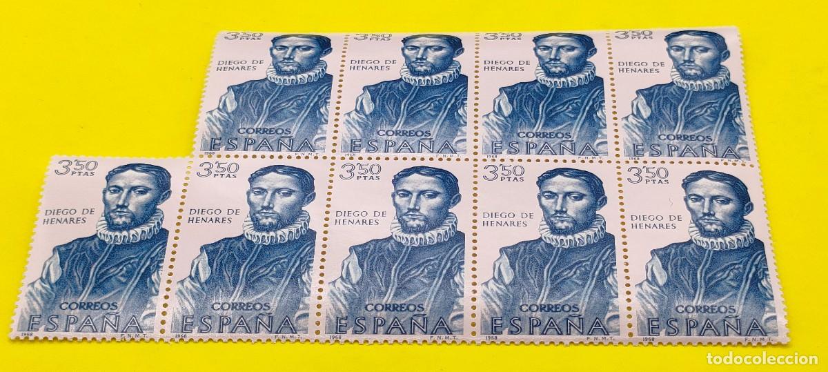 Sellos: Espa&ntilde;a 1968. Edifil 1892. Forjadores de Am&eacute;rica. Diego de Henares. Nuevos. Bloque de 9