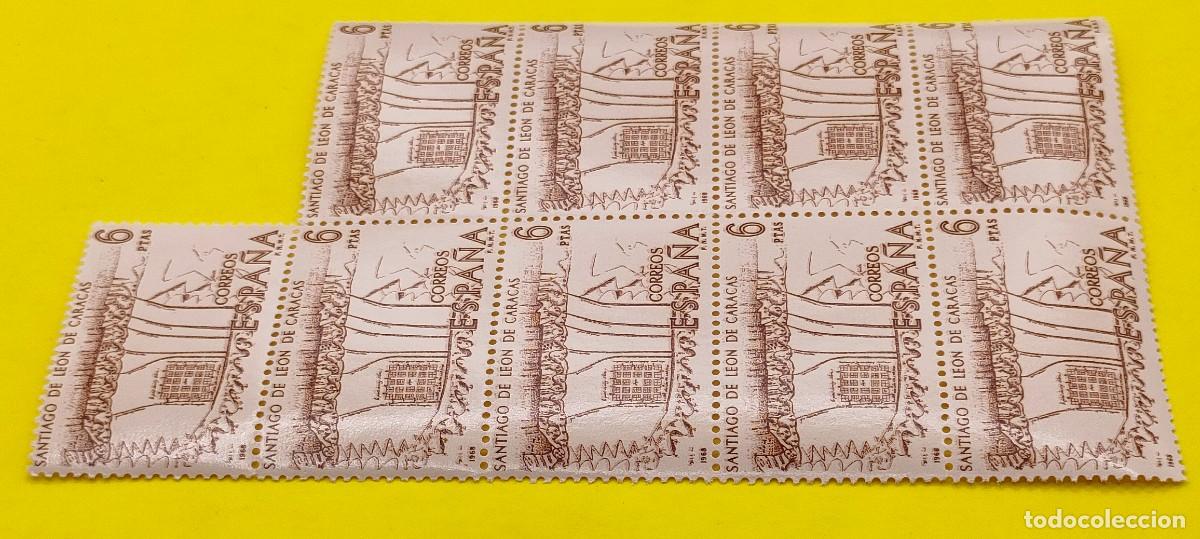 Sellos: Espa&ntilde;a 1968. Edifil 1893. Forjadores de Am&eacute;rica. Plano Santiago Le&oacute;n de Caracas. Nuevos. Bloque de 9