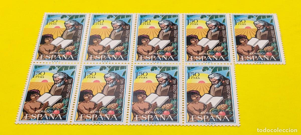 Sellos: Espa&ntilde;a 1969. Edifil 1932. II centenario fundaci&oacute;n de San Diego, California. Nuevos. Bloque de 9
