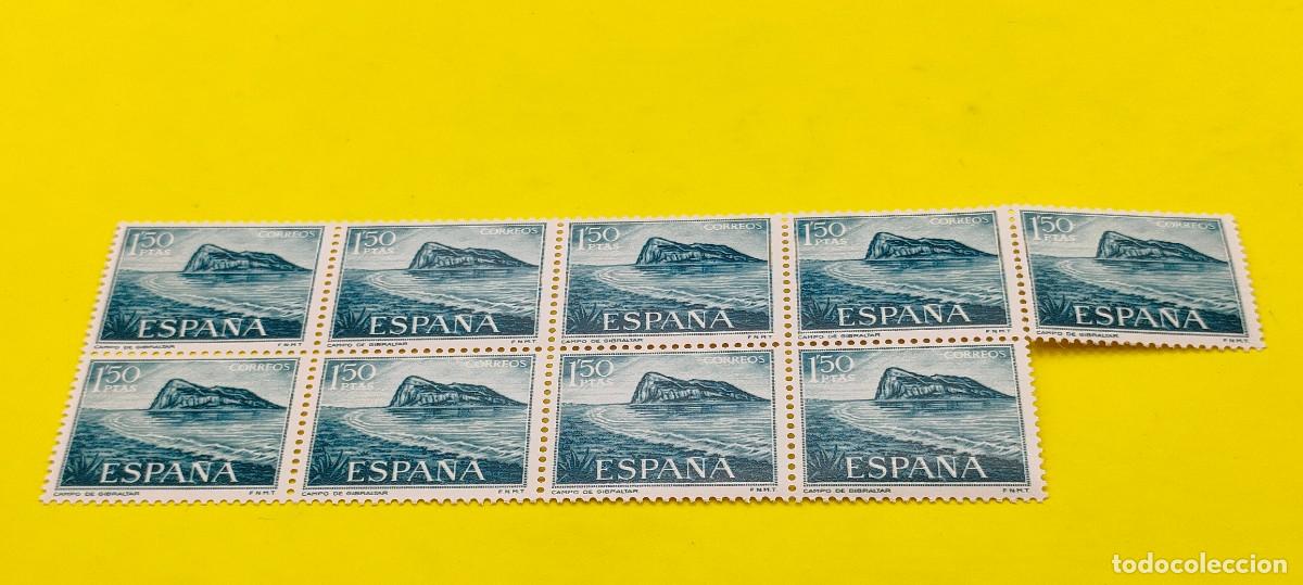 Sellos: Espa&ntilde;a 1969. Edifil 1933. Pro trabajadores espa&ntilde;oles de Gibraltar. Vistas Pe&ntilde;&oacute;n. Nuevos. Bloque de 9