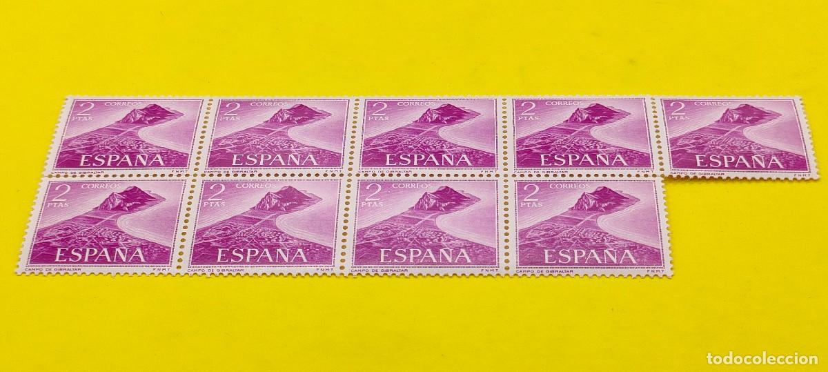 Sellos: Espa&ntilde;a 1969. Edifil 1934. Pro trabajadores espa&ntilde;oles de Gibraltar. Vistas Pe&ntilde;&oacute;n. Nuevos. Bloque de 9