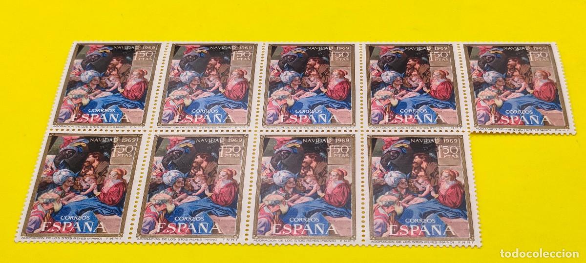 Sellos: Espa&ntilde;a 1969. Edifil 1944. Navidad. Adoraci&oacute;n de los Reyes (Mayno). Nuevos. Bloque de 9