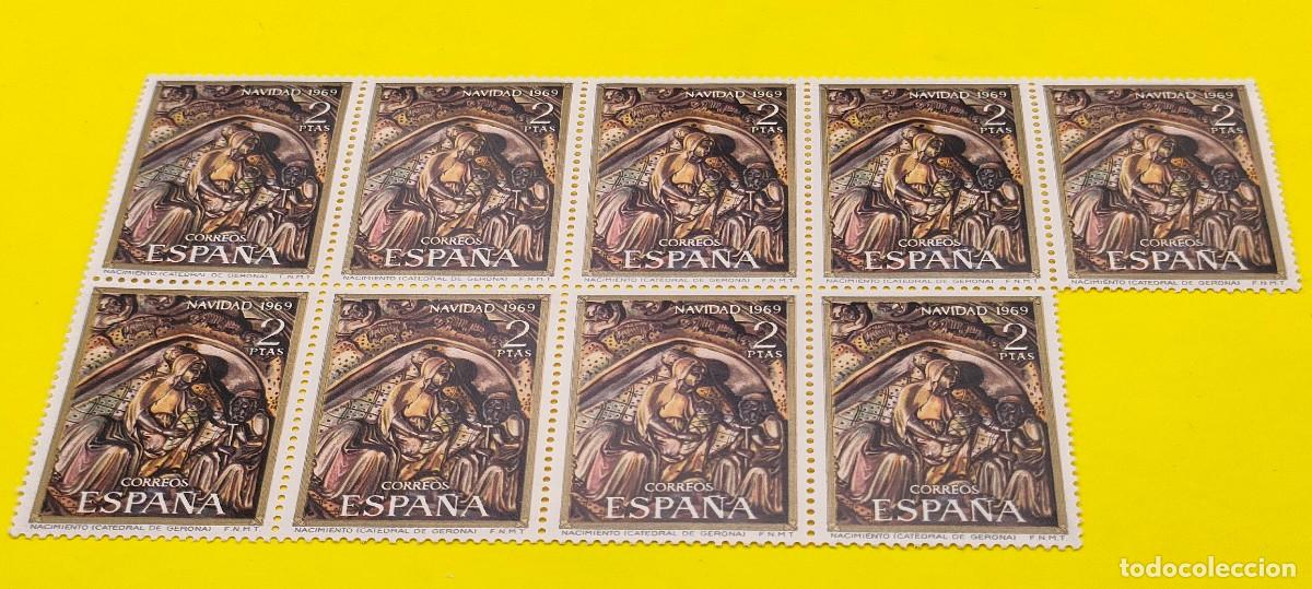 Sellos: Espa&ntilde;a 1969. Edifil 1945. Navidad. Natividad del Se&ntilde;or. Catedral de Gerona. Nuevos. Bloque de 9