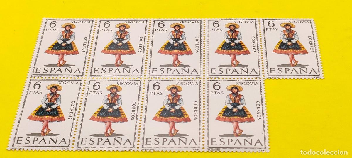 Sellos: Espa&ntilde;a 1970. Edifil 1955. Trajes t&iacute;picos espa&ntilde;oles. Segovia. Nuevos. Bloque de 9
