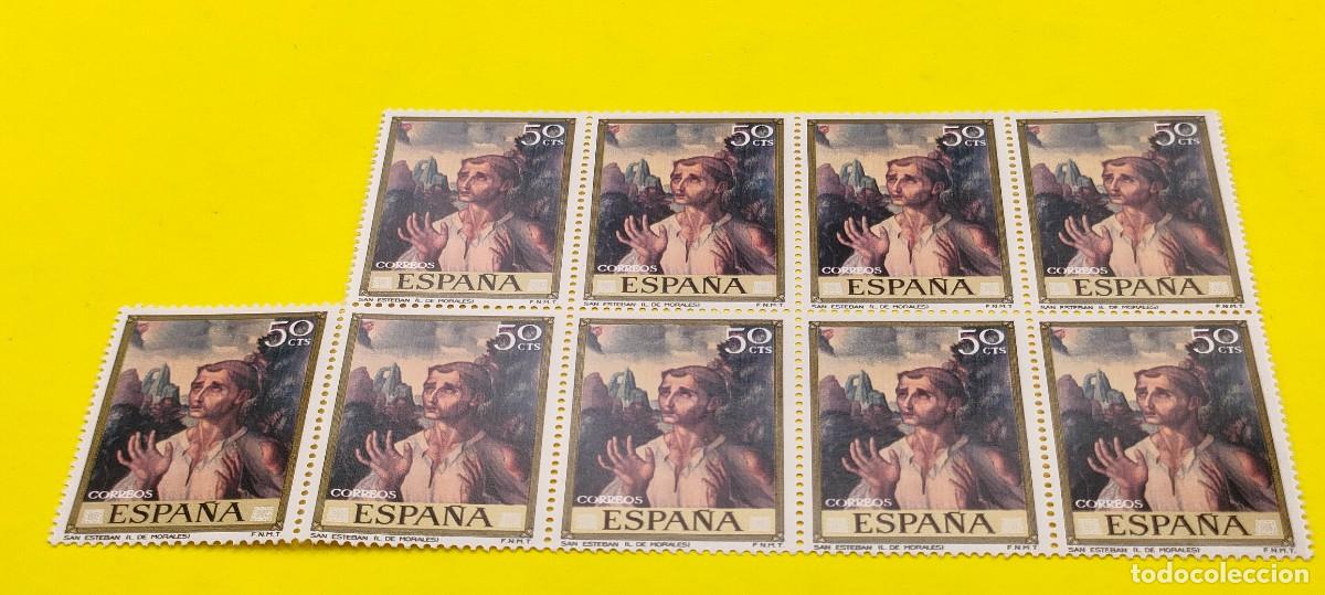 Sellos: Espa&ntilde;a 1970. Edifil 1963. D&iacute;a del Sello. Luis de Morales. San Esteban. Nuevos. Bloque de 9