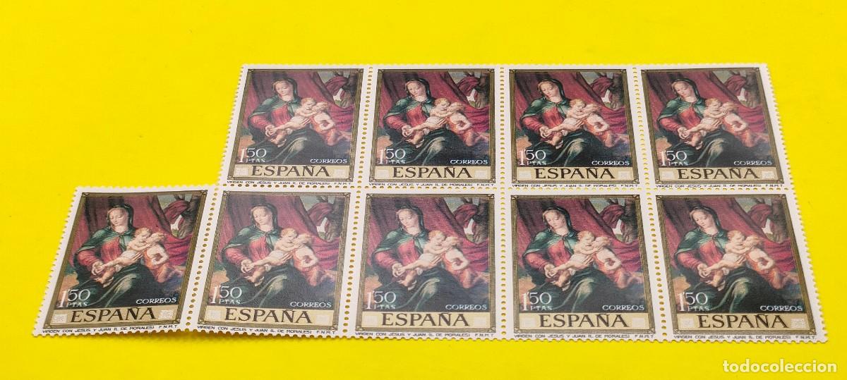 Sellos: Espa&ntilde;a 1970. Edifil 1965. D&iacute;a del Sello. Luis de Morales. Virgen, Jes&uacute;s y Juan. Nuevos. Bloque de 9