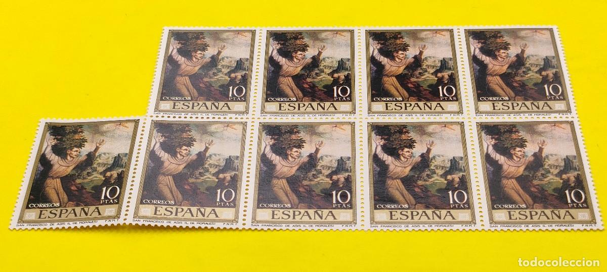 Sellos: Espa&ntilde;a 1970. Edifil 1972. D&iacute;a del Sello. Luis de Morales. San Francisco de As&iacute;s. Nuevos. Bloque de 9