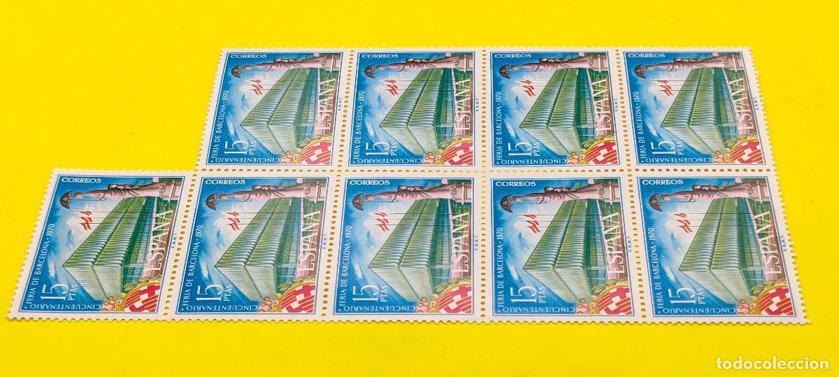 Sellos: Espa&ntilde;a 1970. Edifil 1975. Cincuentenario de la Feria de Barcelona. Nuevos. Bloque de 9