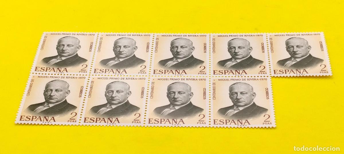 Sellos: Espa&ntilde;a 1970. Edifil 1976. Centenario nacimiento de Miguel Primo de Rivera. Nuevos. Bloque de 9
