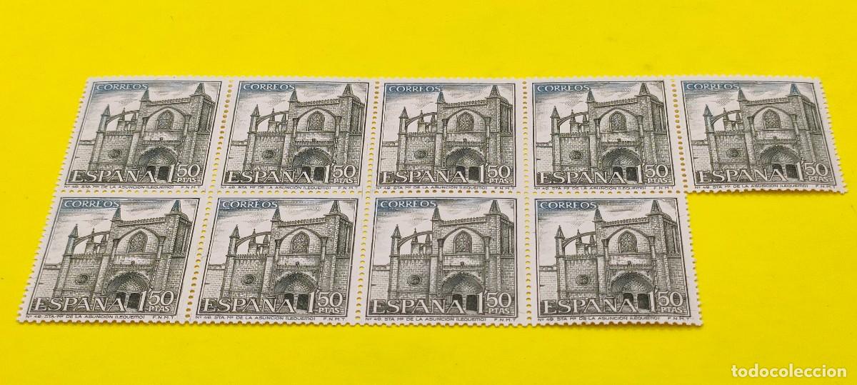 Sellos: Espa&ntilde;a 1970. Edifil 1984. Serie tur&iacute;stica. Santa Mar&iacute;a Asunci&oacute;n, Lequeitio (Viz) Nuevos. Bloque de 9