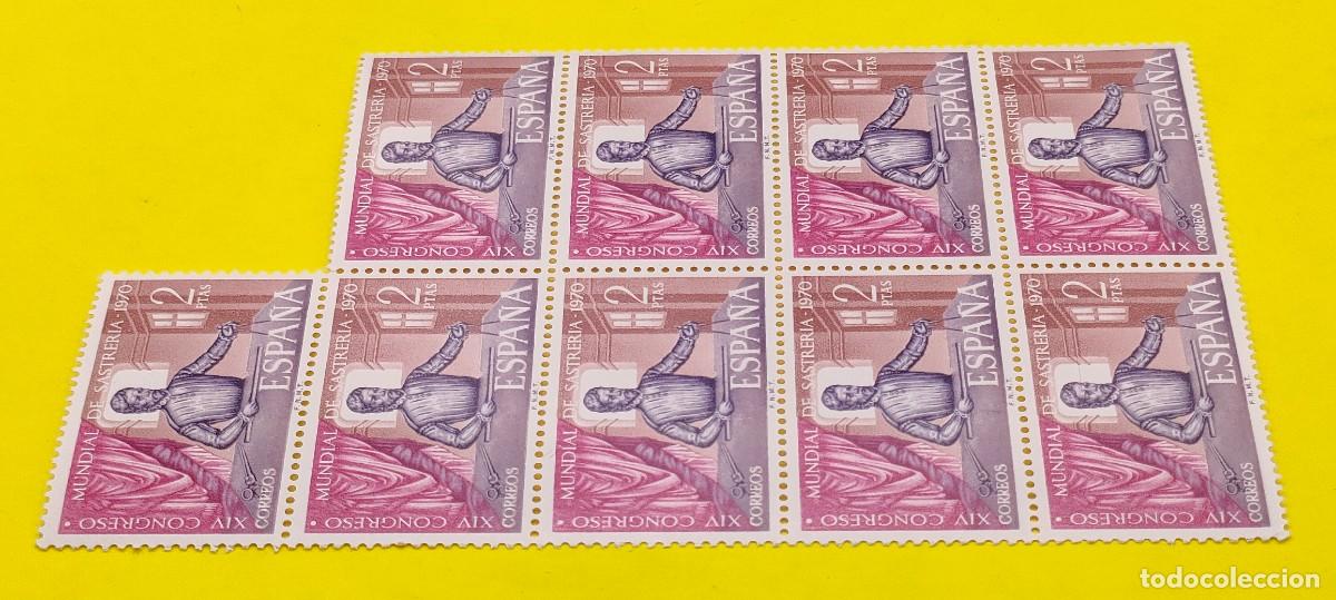 Sellos: Espa&ntilde;a 1970. Edifil 1988. XIV Congreso Mundial de Sastrer&iacute;a. Geometr&iacute;a Pr&aacute;ctica. Nuevos. Bloque de 9
