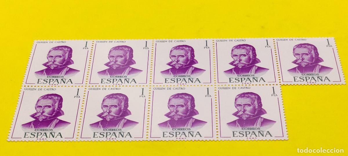 Sellos: Espa&ntilde;a 1970. Edifil 1991. Literatos espa&ntilde;oles. Guill&eacute;n de Castro. Nuevos. Bloque de 9