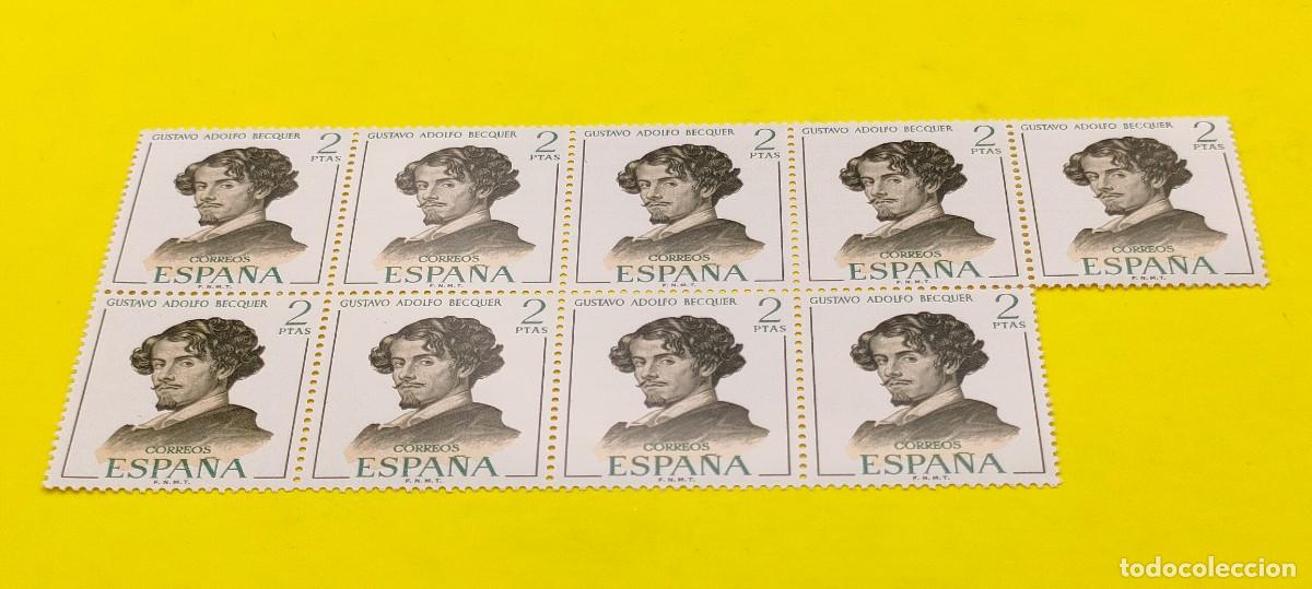 Sellos: Espa&ntilde;a 1970. Edifil 1993. Literatos espa&ntilde;oles. Gustavo Adolfo B&eacute;cquer. Nuevos. Bloque de 9