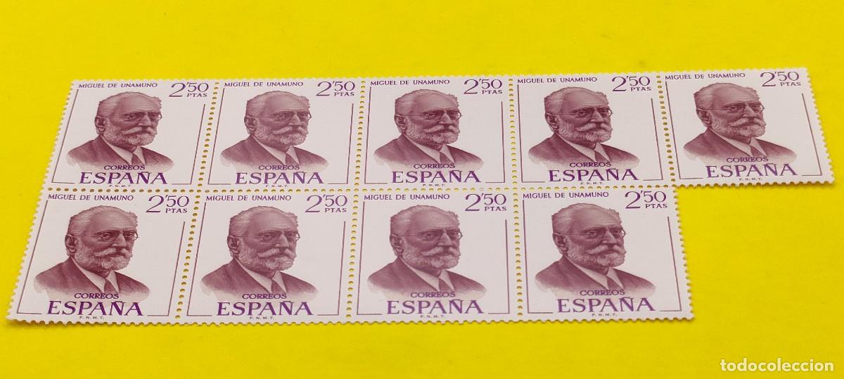 Sellos: Espa&ntilde;a 1970. Edifil 1994. Literatos espa&ntilde;oles. Miguel de Unamuno. Nuevos. Bloque de 9