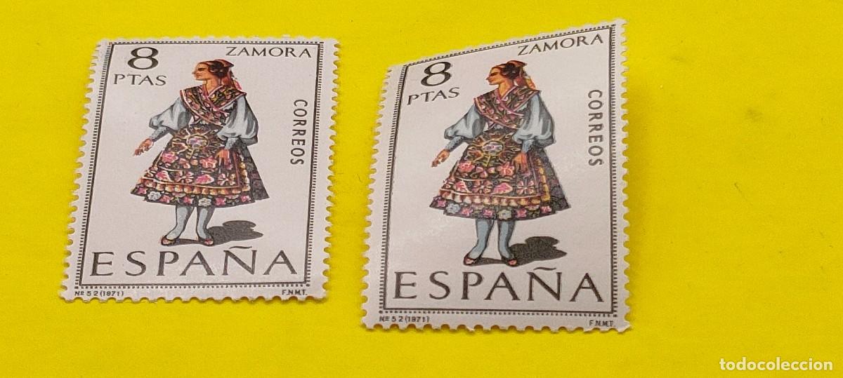 Selos: Espa&ntilde;a 1971. Edifil 2017. Trajes t&iacute;picos espa&ntilde;oles. Zamora. Nuevos. 2 sueltos