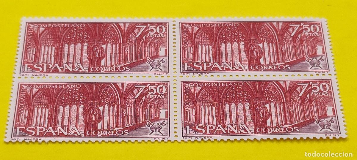 Sellos: Espa&ntilde;a 1971. Edifil 2050. A&ntilde;o Santo Compostelano. S.M. la Real, N&aacute;jera. Nuevos. Bloque de 4