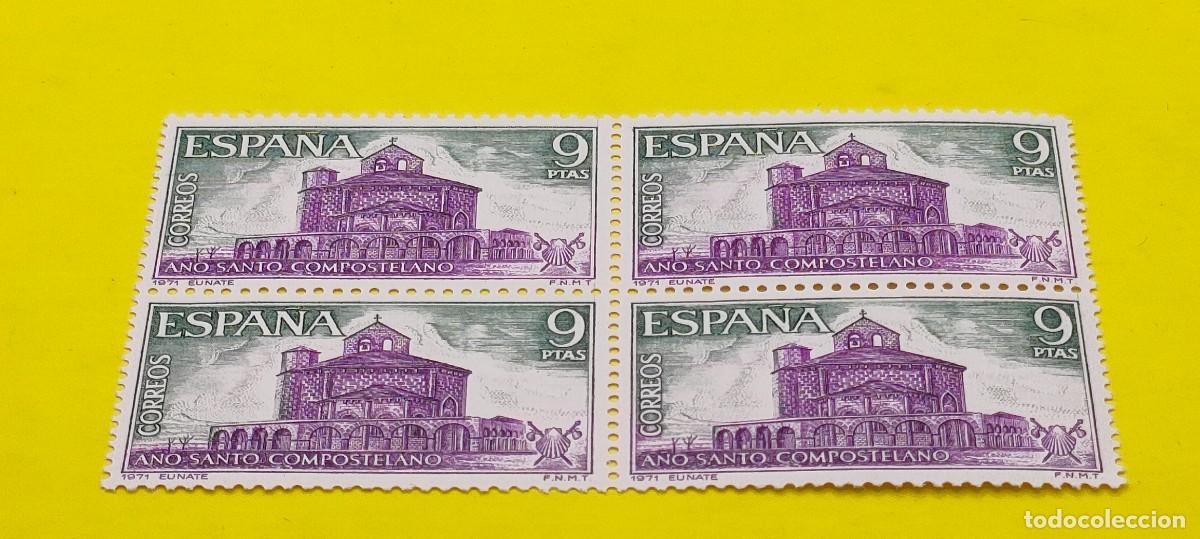 Sellos: Espa&ntilde;a 1971. Edifil 2052. A&ntilde;o Santo Compostelano. Iglesia de Eunate (Navarra). Nuevos. Bloque de 4