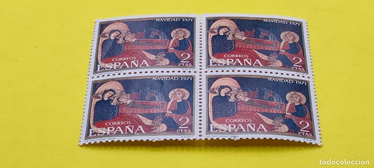 Sellos: Espa&ntilde;a 1971. Edifil 2061. Navidad. Fragmento del altar de Avi&aacute; . Nuevos. Bloque de 4