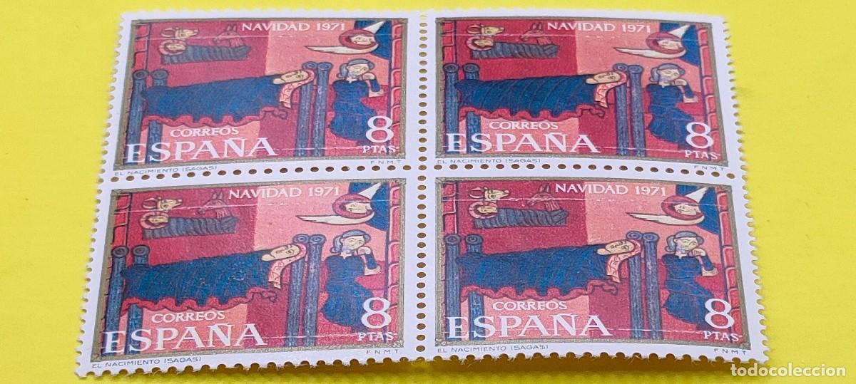Sellos: Espa&ntilde;a 1971. Edifil 2062. Navidad. Fragmento altar de Sant Andreu de Sagars . Nuevos. Bloque de 4
