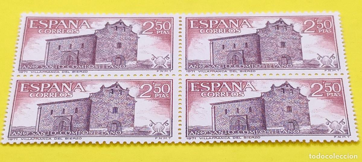 Sellos: Espa&ntilde;a 1971. Edifil 2066. A&ntilde;o Santo Compostelano. Ig. Villafranca del Bierzo. Nuevos. Bloque de 4