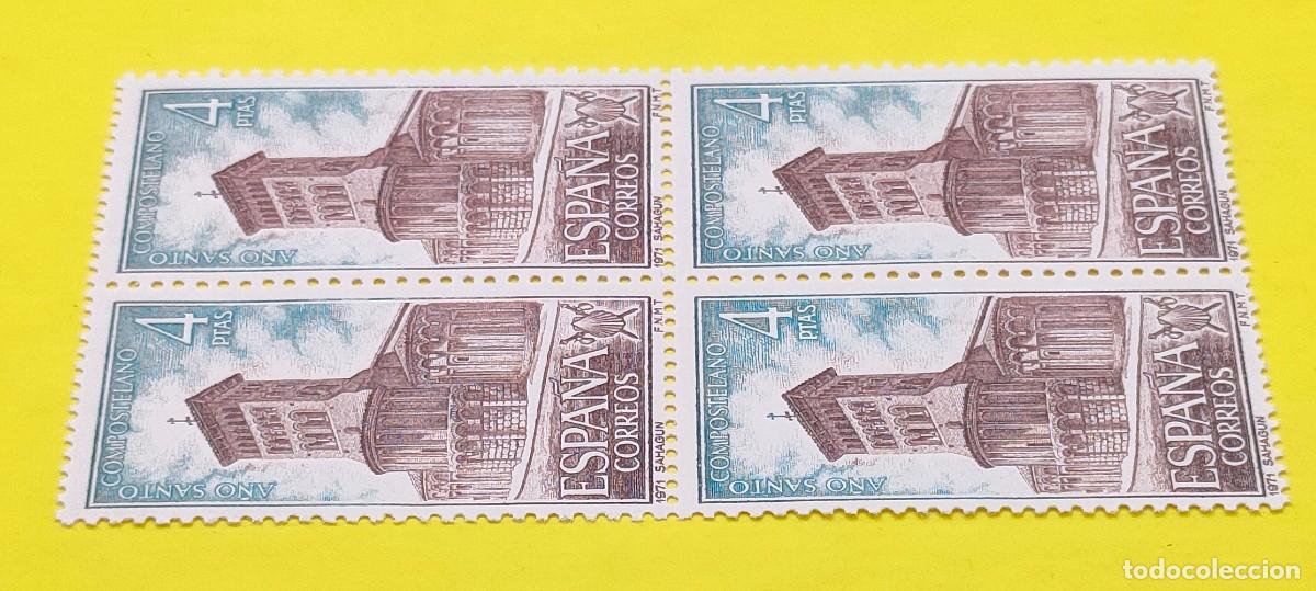 Sellos: Espa&ntilde;a 1971. Edifil 2069. A&ntilde;o Santo Compostelano. Iglesia de San Tirso, Sahag&uacute;n. Nuevos. Bloque de 4