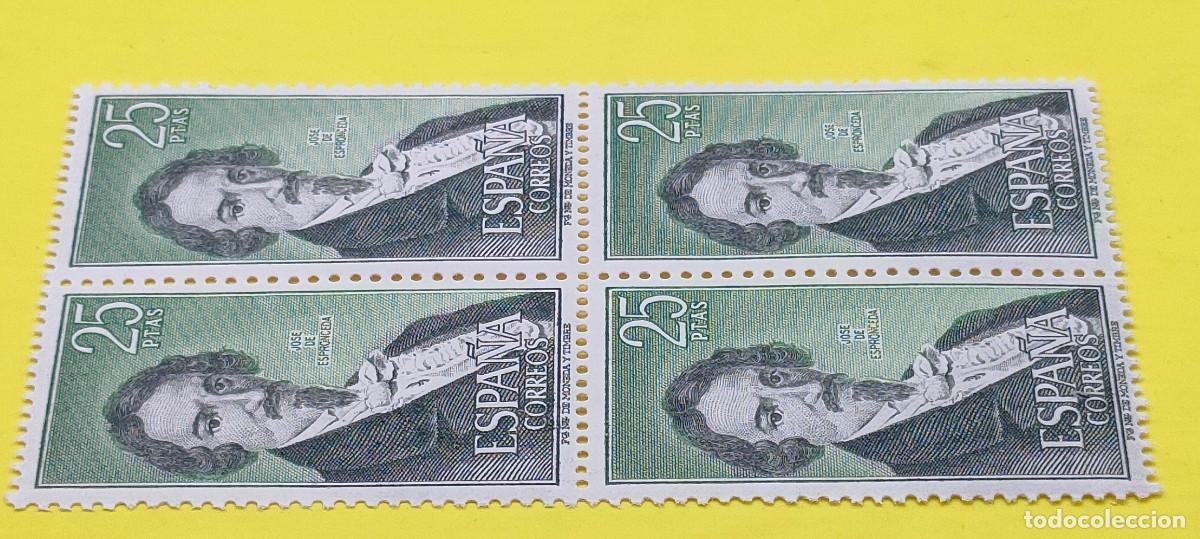 Sellos: Espa&ntilde;a 1972. Edifil 2072. Personajes espa&ntilde;oles. Jos&eacute; de Espronceda. Nuevos. Bloque de 4