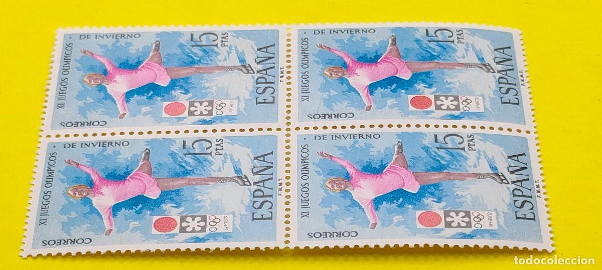 Sellos: Espa&ntilde;a 1972. Edifil 2075. XI JJOO Invierno en Sapporo. Patinaje art&iacute;stico. Nuevos. Bloque de 4