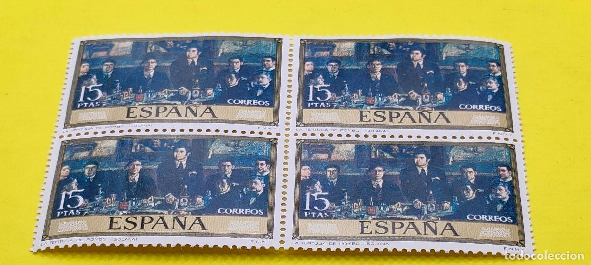 Sellos: Espa&ntilde;a 1972. Edifil 2084. Solana. La tertulia de Pombo. Nuevos. Bloque de 4