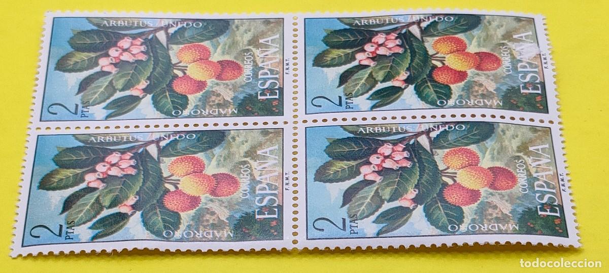 Sellos: Espa&ntilde;a 1972. Edifil 2086. Flora. Madro&ntilde;o. Nuevos. Bloque de 4