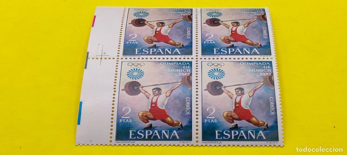 Sellos: Espa&ntilde;a 1972. Edifil 2099. XX Juegos Ol&iacute;mpicos en Munich. Halterofilia. Nuevos. Bloque de 4