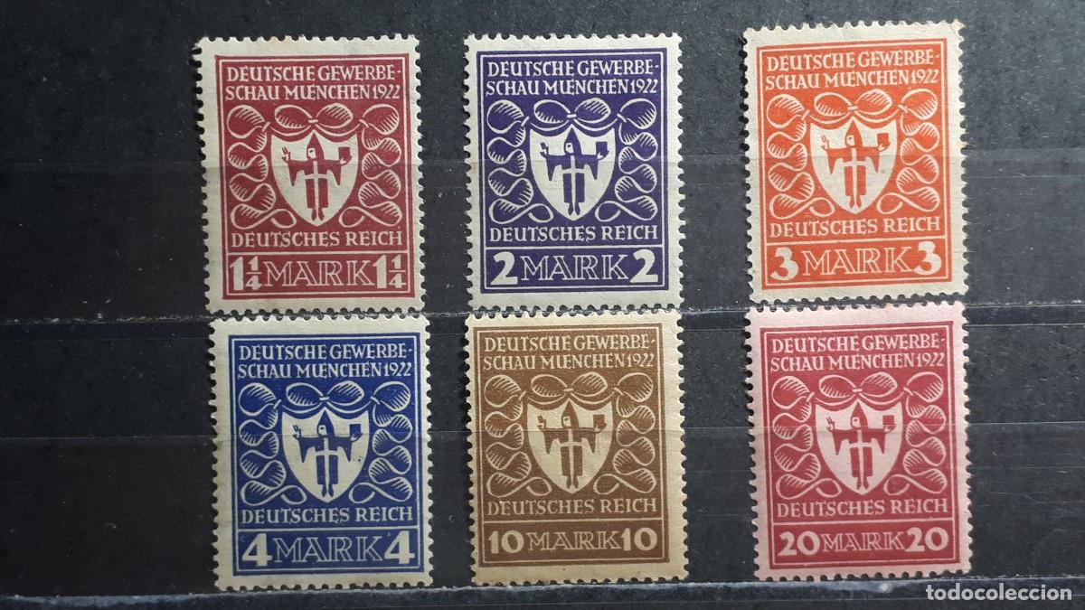 Sellos: ALEMANIA IMPERI0. A&Ntilde;O 1922. */(*). YVERT 214/9
