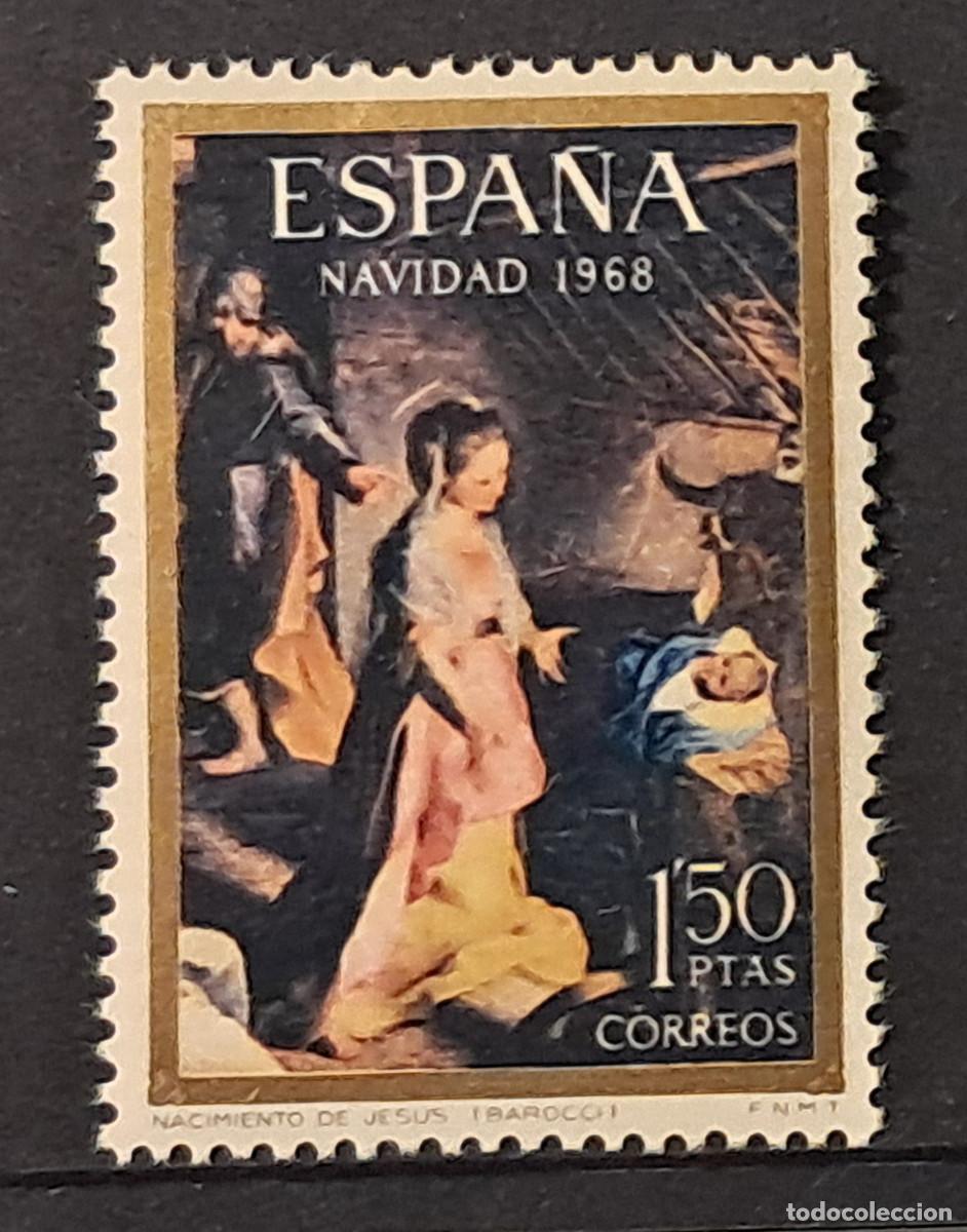 Sellos: Sello Espa&ntilde;a 1968 1,50 pts. Navidad. Nacimiento de Jes&uacute;s (Barocci). Nuevo MNH