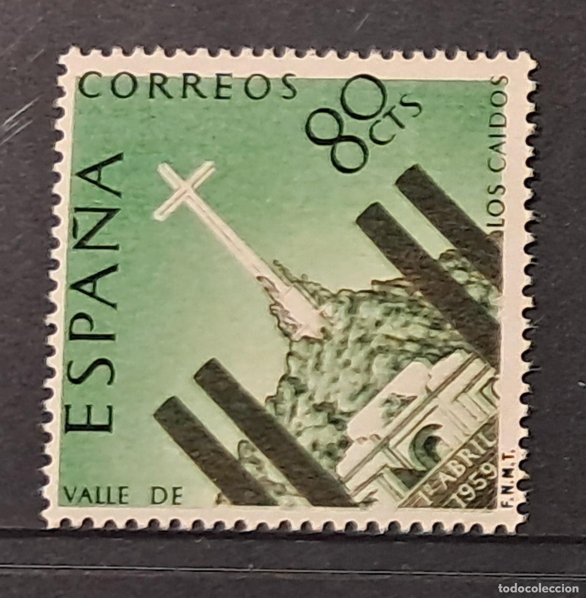 Sellos: Sello Espa&ntilde;a 1959 80 cts. Valle de los caidos. Nuevo MNH