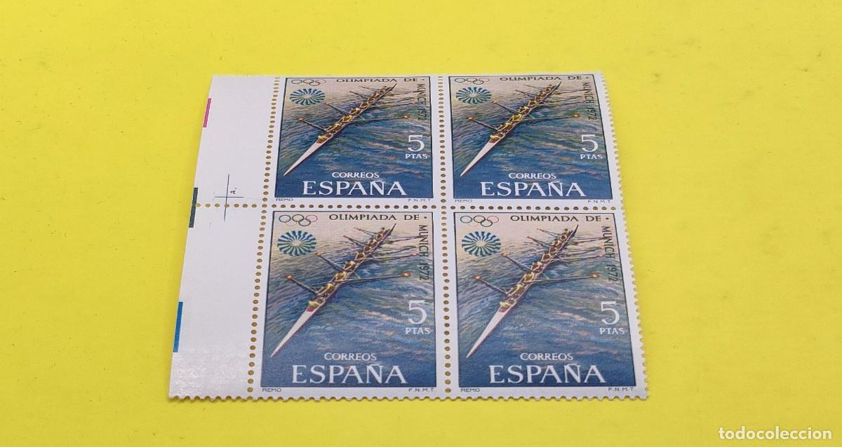 Sellos: Espa&ntilde;a 1972. Edifil 2100. XX Juegos Ol&iacute;mpicos en Munich. Remo. Nuevos. Bloque de 4