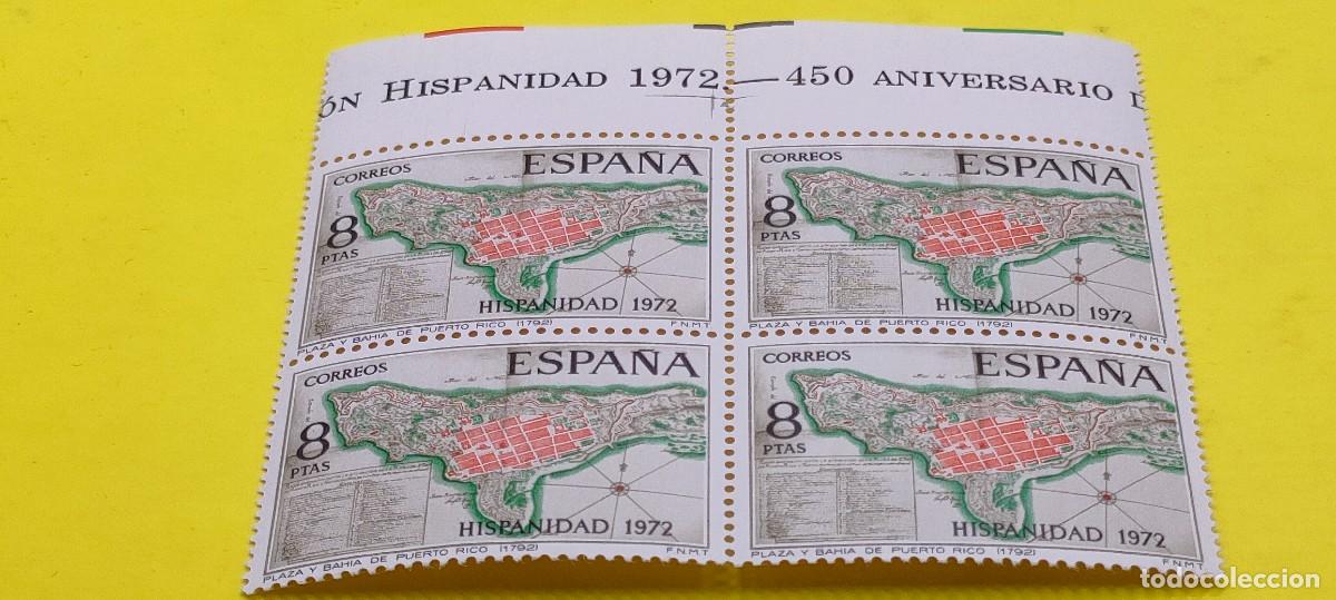 Sellos: Espa&ntilde;a 1972. Edifil 2110. Hispanidad. Plano plaza de San Juan de Puerto Rico. Nuevos. Bloque de 4