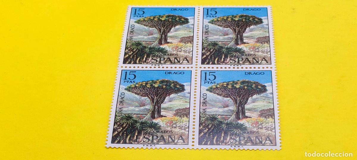 Sellos: Espa&ntilde;a 1973. Edifil 2124. Flora. Drago. Nuevos. Bloque de 4