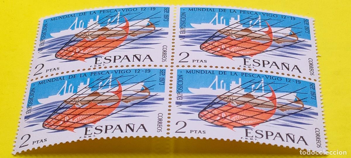 Sellos: Espa&ntilde;a 1973. Edifil 2144. VI Exposici&oacute;n Mundial de la Pesca (Vigo). Nuevos. Bloque de 4