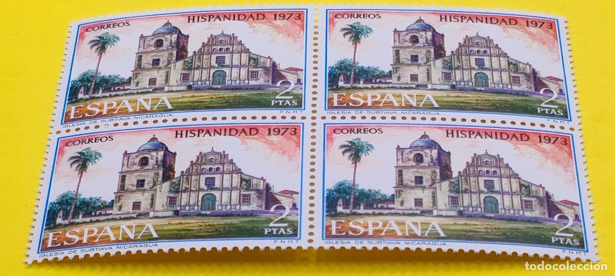 Sellos: Espa&ntilde;a 1973. Edifil 2155. Hispanidad. Nicaragua. Iglesia de Subtiava. Nuevos. Bloque de 4