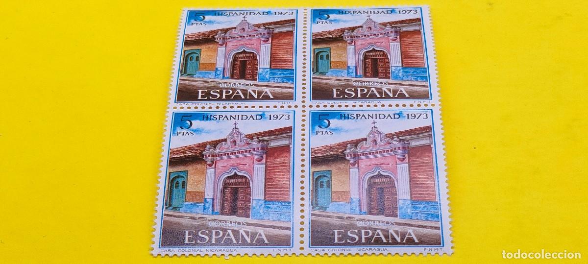 Sellos: Espa&ntilde;a 1973. Edifil 2156. Hispanidad. Nicaragua. Casa colonial. Nuevos. Bloque de 4