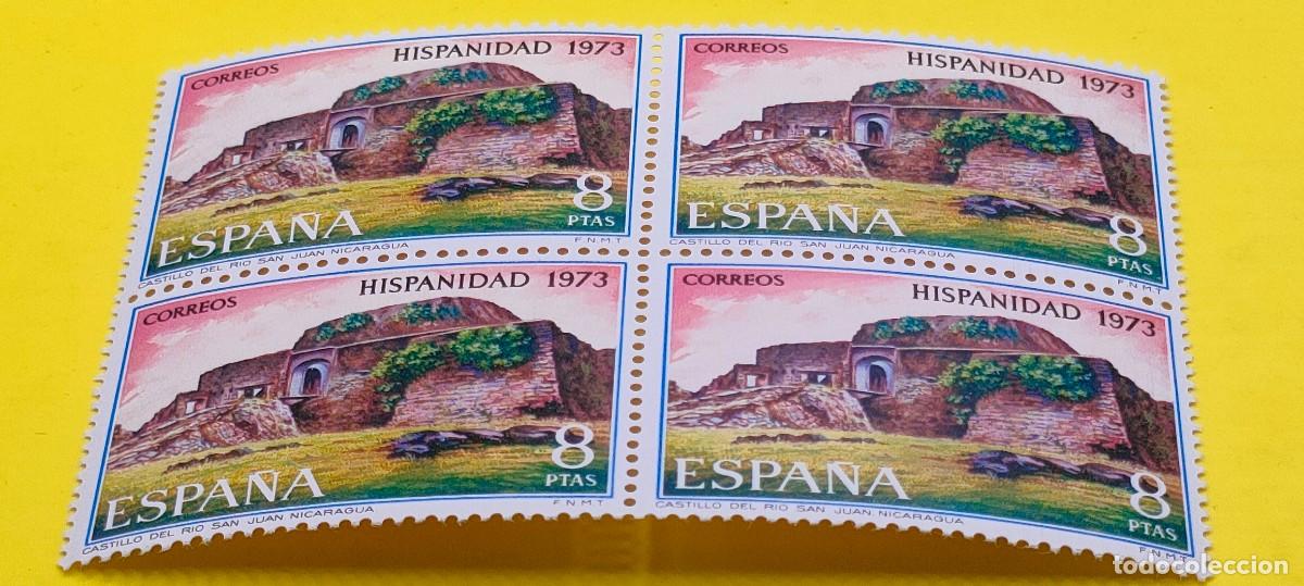 Sellos: Espa&ntilde;a 1973. Edifil 2157. Hispanidad. Nicaragua. Castillo de R&iacute;o San Juan. Nuevos. Bloque de 4