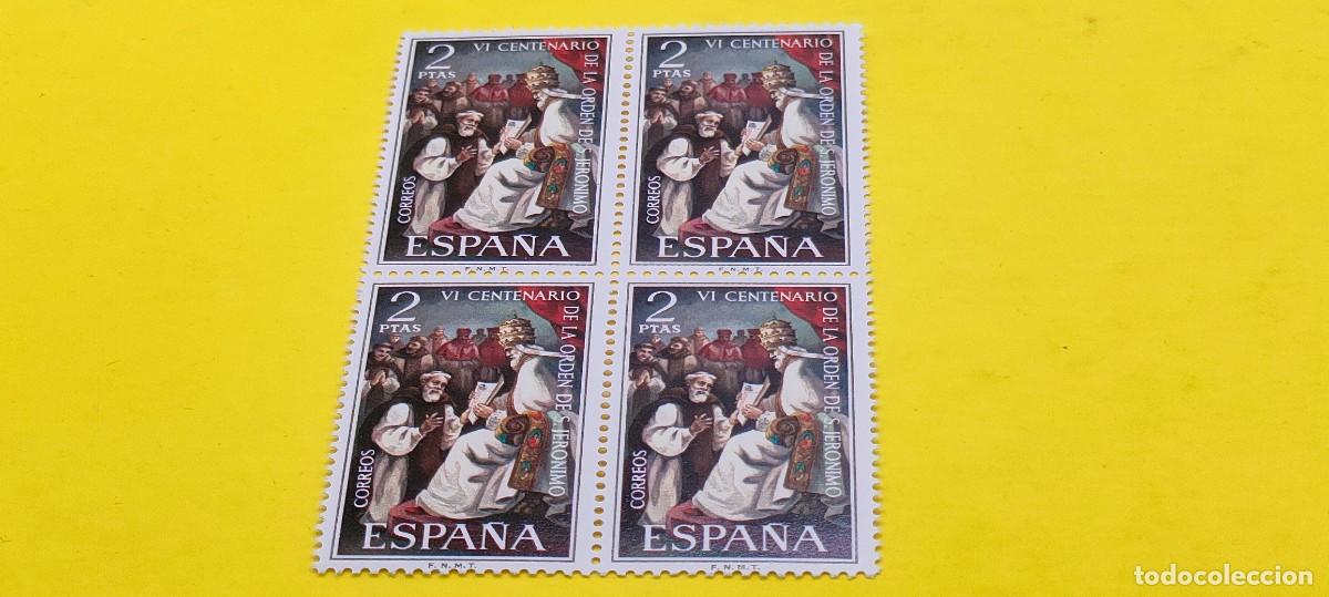 Sellos: Espa&ntilde;a 1973. Edifil 2158. VI centenario Orden de San Jer&oacute;nimo. Gregorio XI. Nuevos. Bloque de 4