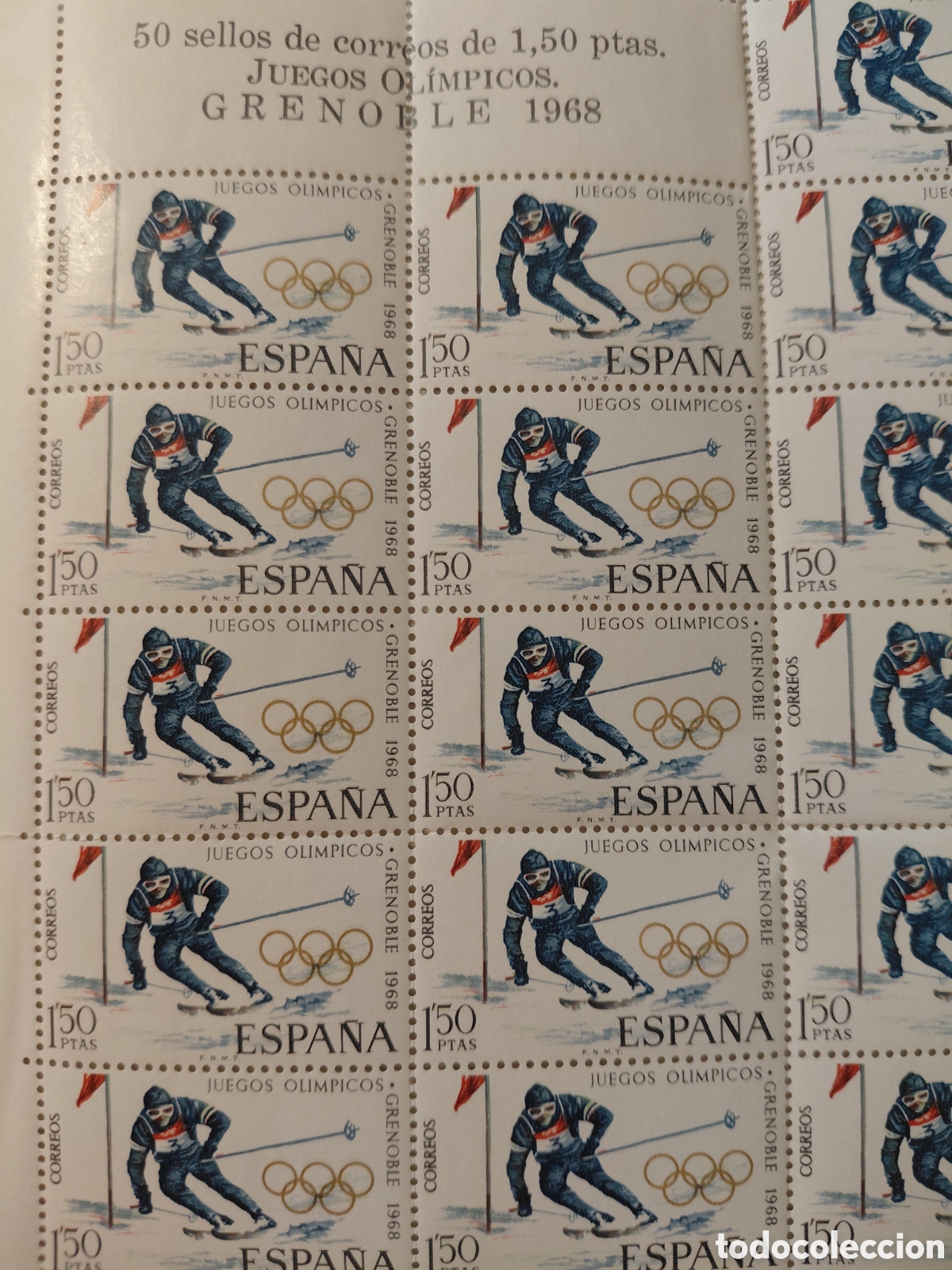 Sellos: Pliego 50x1,50 ptas Juegos ol&iacute;mpicos Grenoble 1968