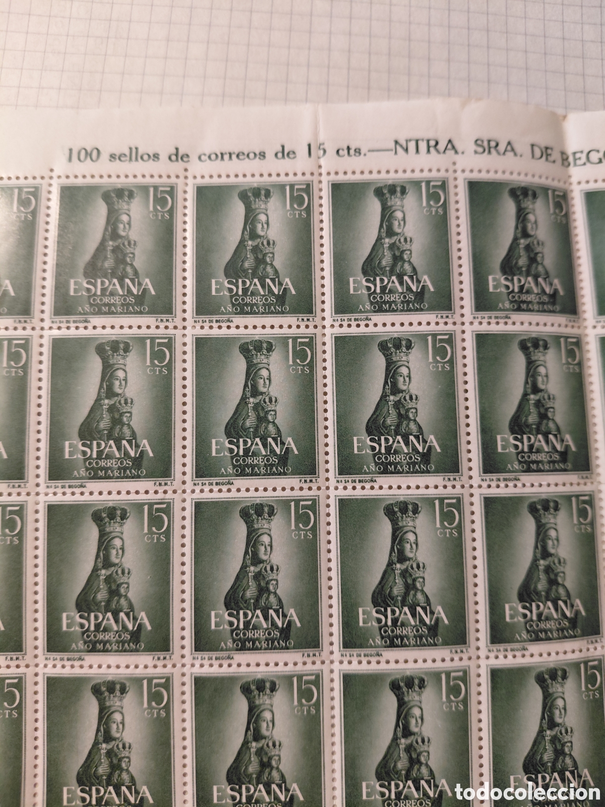 Sellos: Pliego 100x15 cts nuestra sra de Bego&ntilde;a.