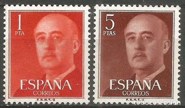 Sellos: ESPA&Ntilde;A 1960 - SERIE BASICA DE FRANCO BARCELONA CON PIE DE IMPRENTA FNMT-B - EDIFIL 1290/1291**