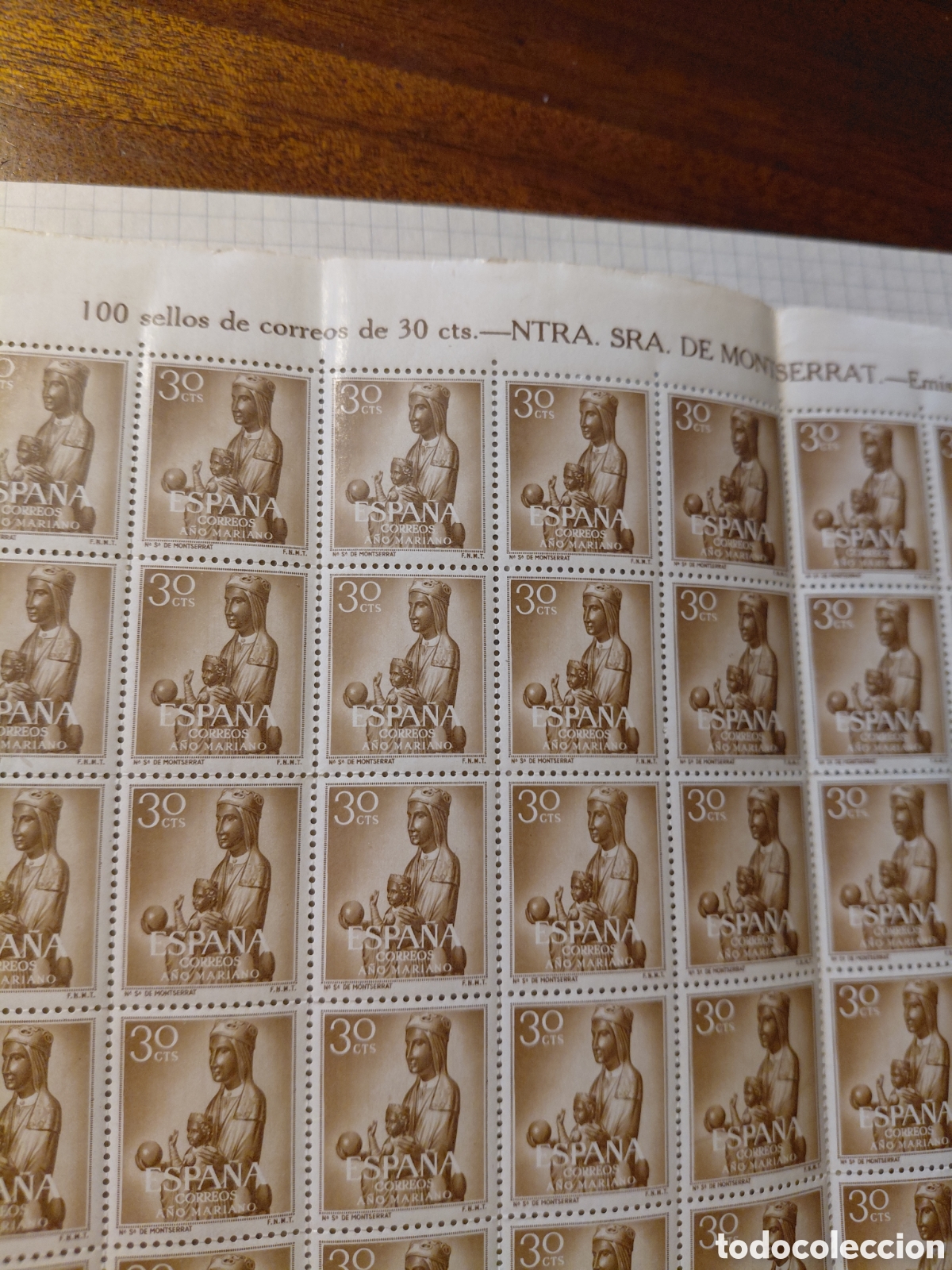 Sellos: Pliego 100x80 cts A&ntilde;o mariano Montserrat