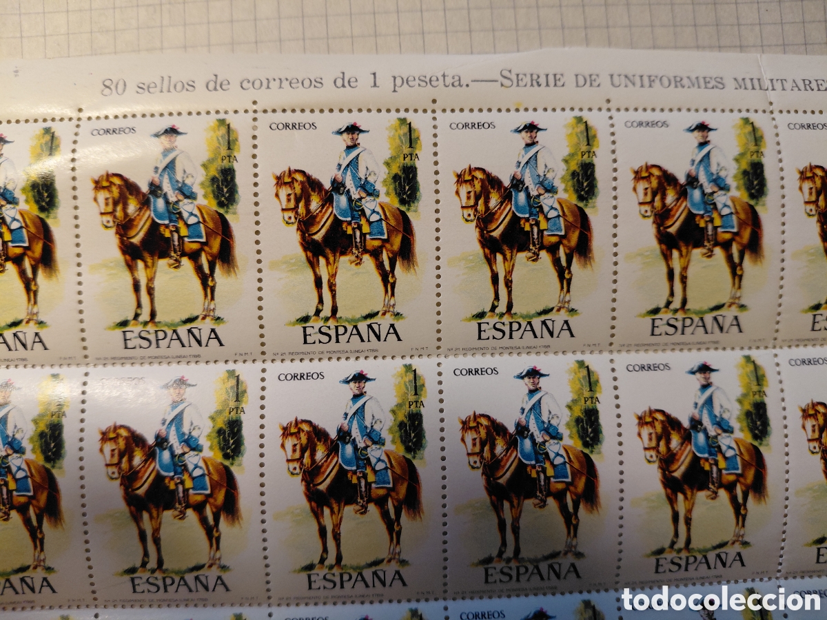 Sellos: Pliego 80x1 pts Regimiento de Montesa (Linea)
