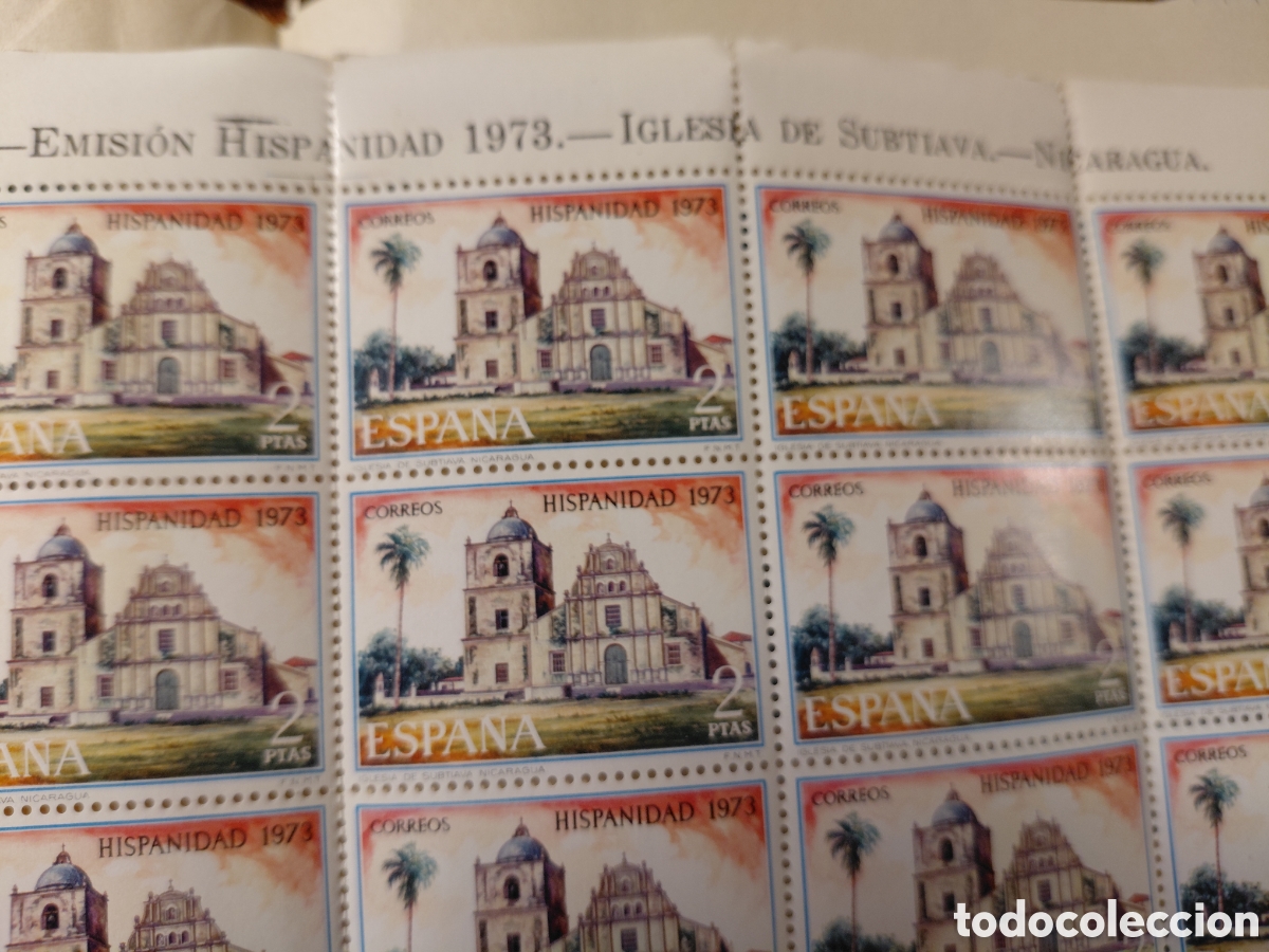 Sellos: Pliego 80x2 pts iglesia de Subtiava Nicaragua 1973