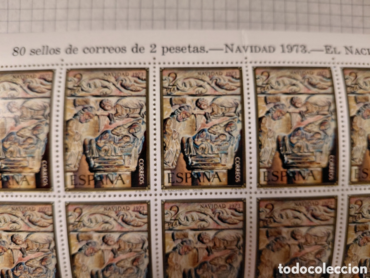 Sellos: Pliego 80x2 pts Navidad 1973 Nacimiento Silos