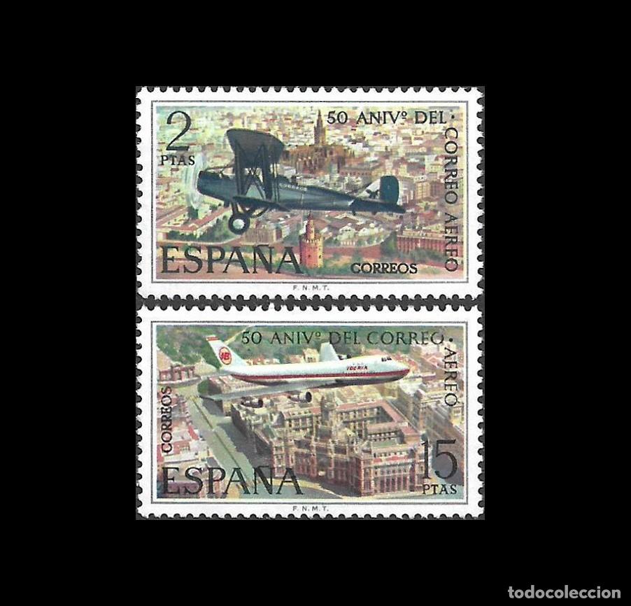 Sellos: Espa&ntilde;a 1971 | 50 Aniv. Correo A&eacute;reo | Ed 2059/60 - Yv 1712/3 - Mi 1954/55 MNH **